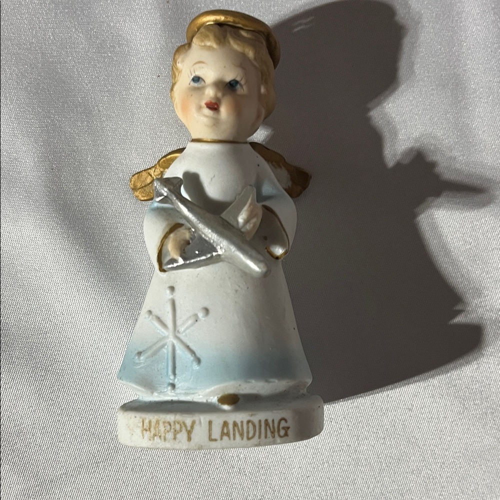 Charming Angel Figurine with Gold and White Accents by Sanmyro 3 5/8”